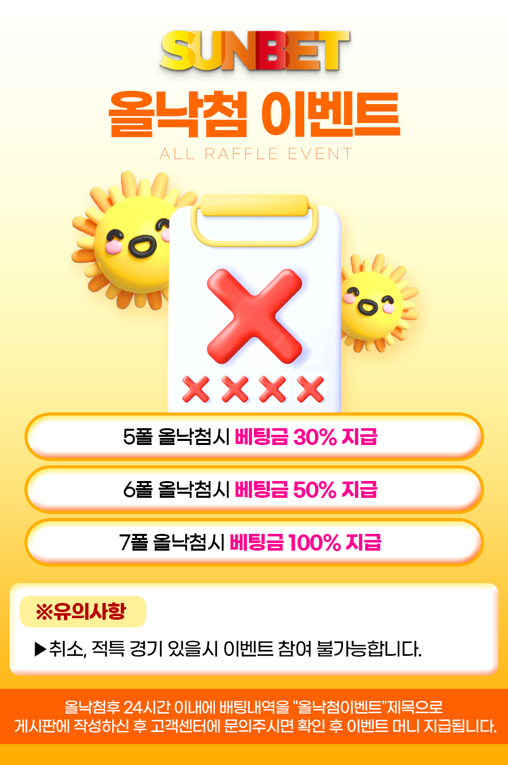 SUNBET 올낙첨 이벤트